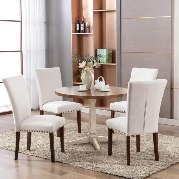 COLAMY Upholstered Parsons Dining Chairs Set of 4, Fabric Di...