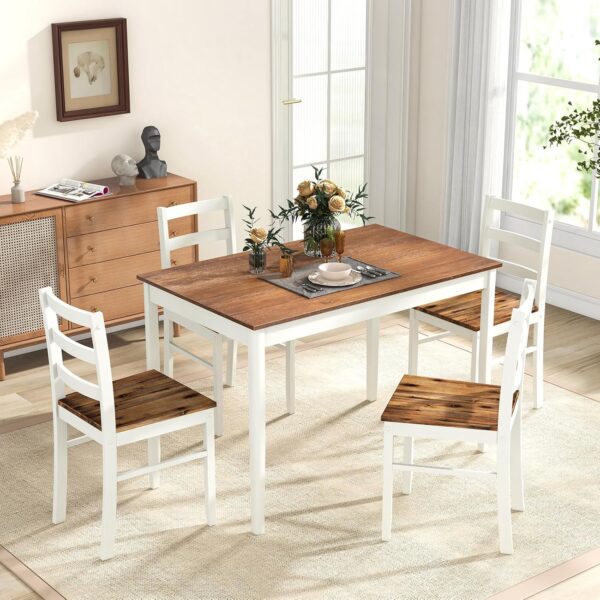 Tangkula Dining Table Set for 4, Solid Wood, Farmhouse Dinet...