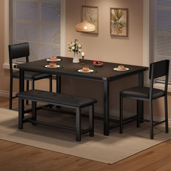 IDEALHOUSE Dining Table Set for 4, Kitchen Table and 2 Uphol...