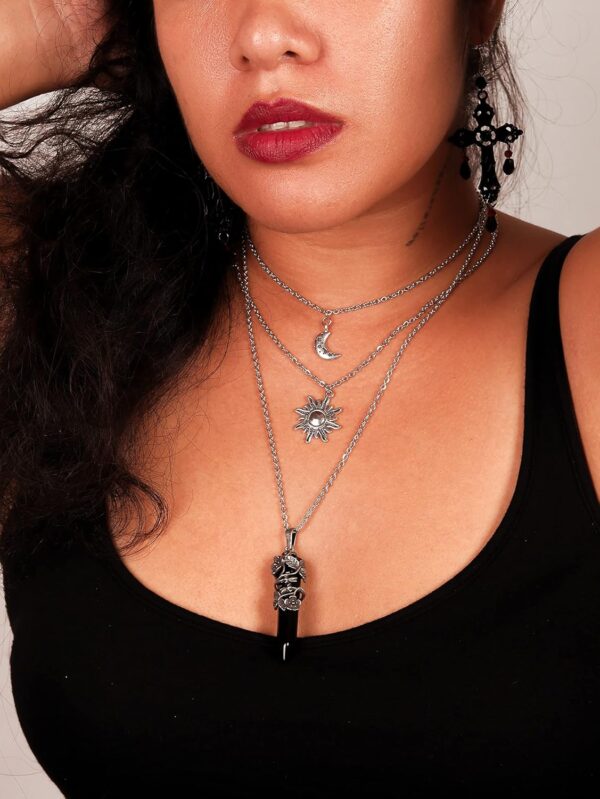 Sacina Gothic Crescent Moon Choker, Moon Sun Star Choker Nec...
