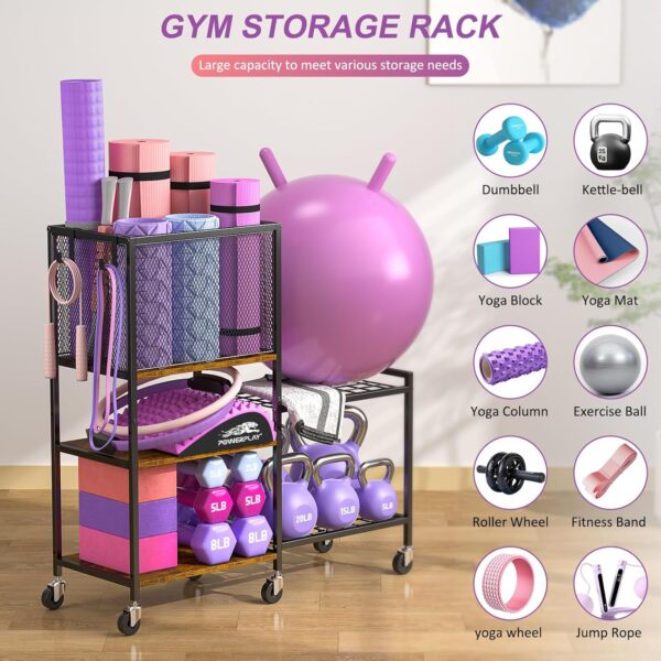 5 Tier Dumbbell Rack, Yoga Mat Storage Holder, Home Gym Stor...