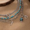 Todu 3PCS Boho Western Necklace for Women Turquoise Beaded C...
