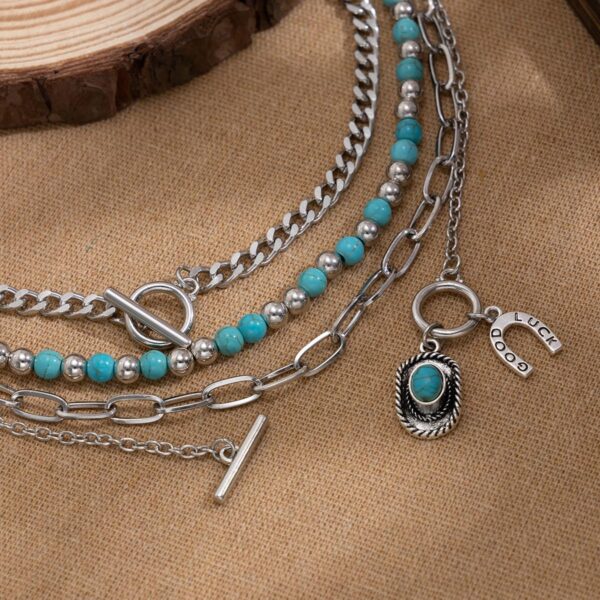 Todu 3PCS Boho Western Necklace for Women Turquoise Beaded C...