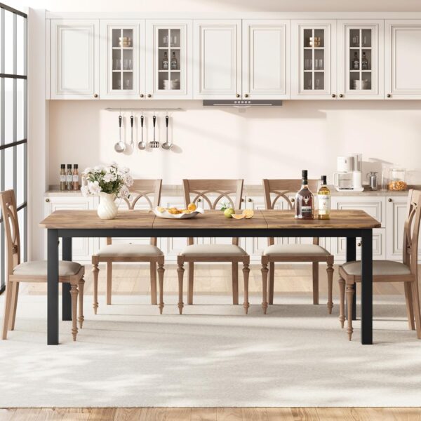 GarveeHome Industrial Dining Table for 6-8 People, 78.7 Inch...