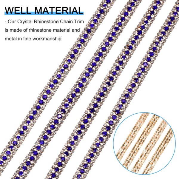 uxcell 2 Yards 3 Rows Rhinestone Chain, 8.5mm Bling Crystal ...