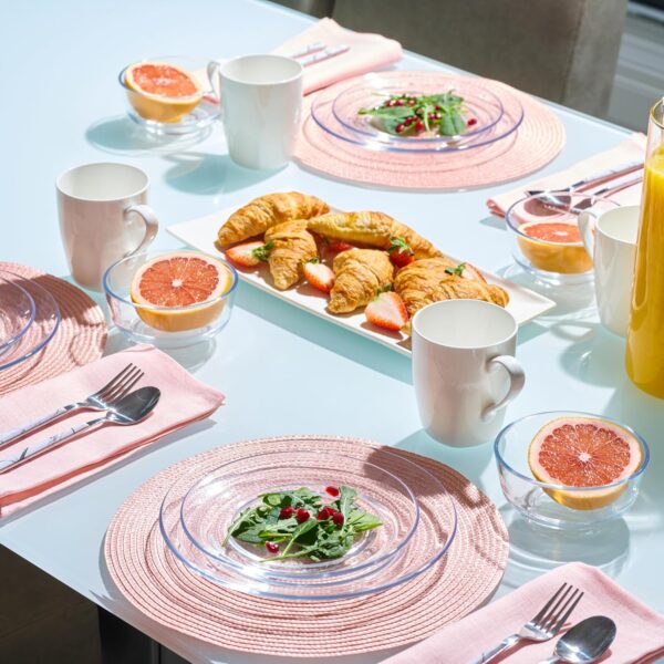 12pc Glass Dinnerware Set - Sleek Round Clear Glass Plate an...