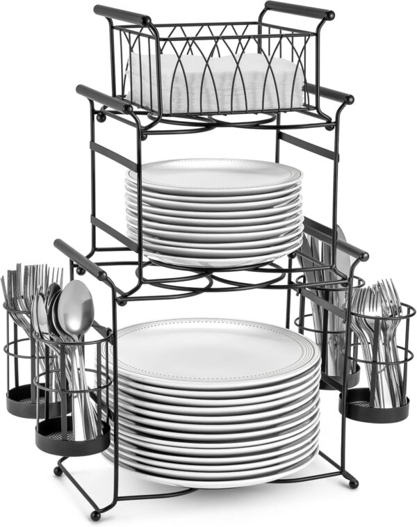 Sorbus® Buffet Caddy — 7-Piece Stackable Set Includes Plate,...