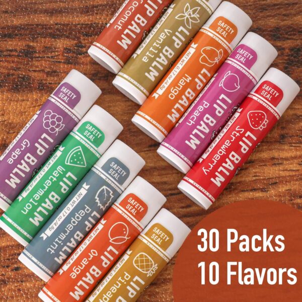 AZEN 30 Pack Lip Balm, Natural Lip Balm Bulk, Lip Care Produ...