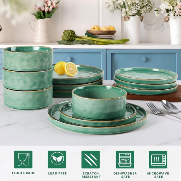 LIANYU Dinnerware Sets for 4, 12 Piece Plates and Bowls Dish...
