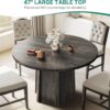 DWVO 47" Round Dining Table for 4-6 People Farmhouse Industr...