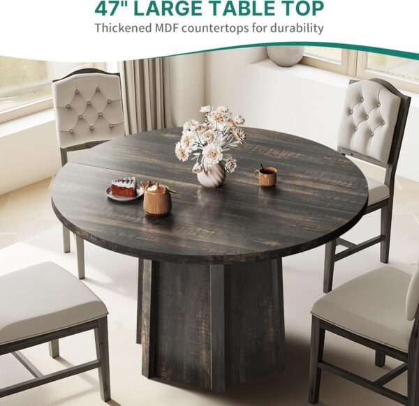 DWVO 47" Round Dining Table for 4-6 People Farmhouse Industr...