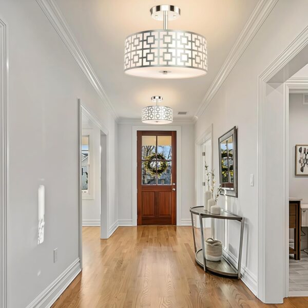 DLLT Flush Mount Ceiling Light: Modern 3-Light Brushed Nicke...