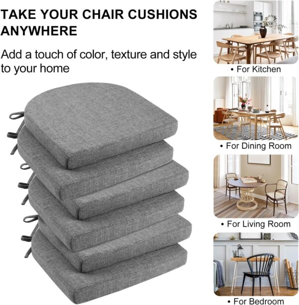 Chair Cushions for Dining Chairs 6 Pack - Kitchen Chair Cush...