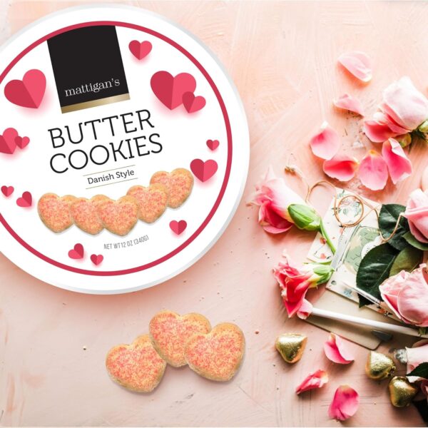 Mattigan's Pink Heart Butter Cookies Danish Style Cookie, 12...