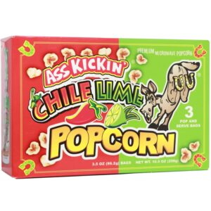 ASS KICKIN' Chile Lime Microwave Popcorn Bags - 3 Pack - Ult...