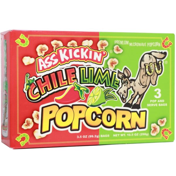 ASS KICKIN' Chile Lime Microwave Popcorn Bags - 3 Pack - Ult...