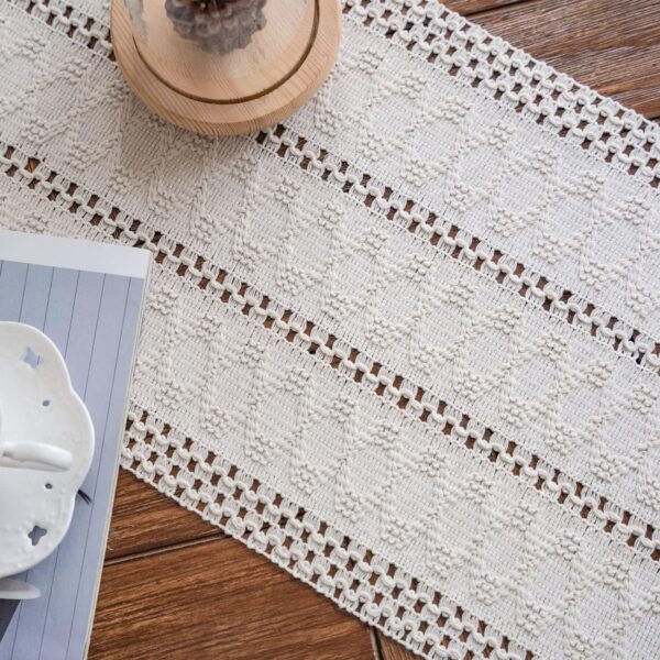 Alynsehom Macrame Table Runner Cream Beige Boho Table Runner...
