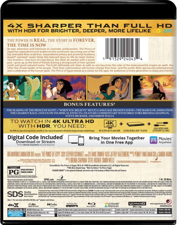 The Prince of Egypt - 4K Ultra HD + Blu-ray + Digital [4K UH...