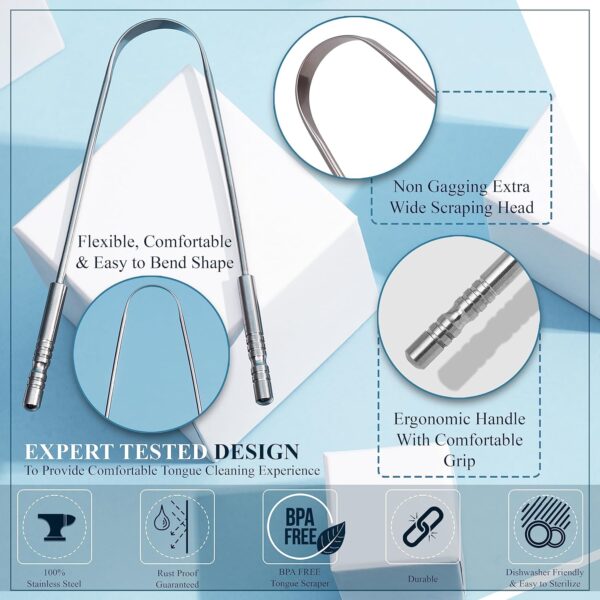 MasterMedi Tongue Scraper with Case Easy to Use Tongue Scrap...