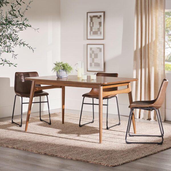 Walker Edison Mid-Century Modern Solid Wood Tapered-Leg Dini...