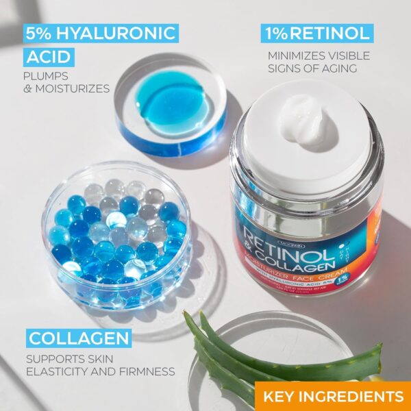 Retinol Cream for Face with Hyaluronic Acid, Anti Aging Wrin...