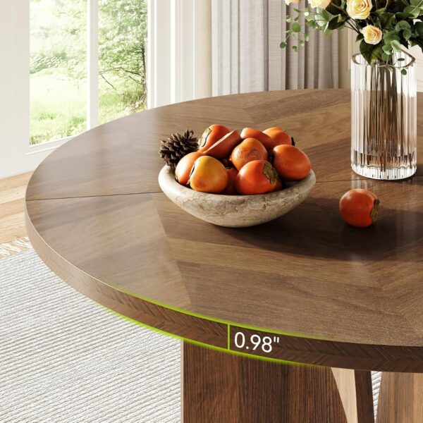 LITTLE TREE 39-Inch Round Dining Table for 4, Rustic Kitchen...