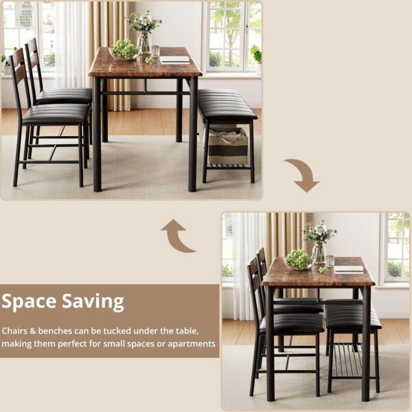 IRONCK Dining Table Set for 4, Kitchen Table with Upholstere...
