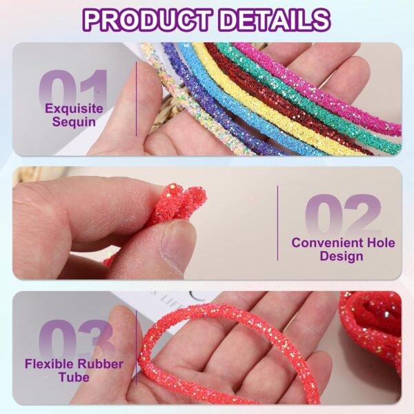 PATIKIL Sequins Rope, 5.5 Yard 6mm Sequins Rhinestone Tube C...