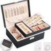 Jewelry Boxes for Women Girls 2 Layers leather Jewelry Organ...