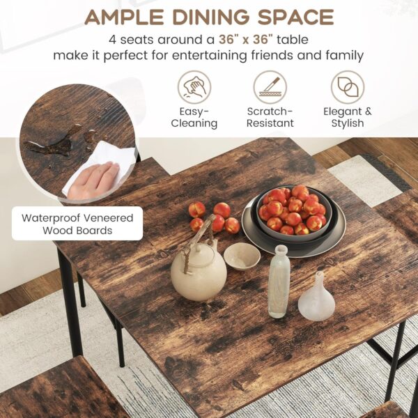 Giantex 5-Piece Dining Table Set W/Counter Height Table & 4 ...
