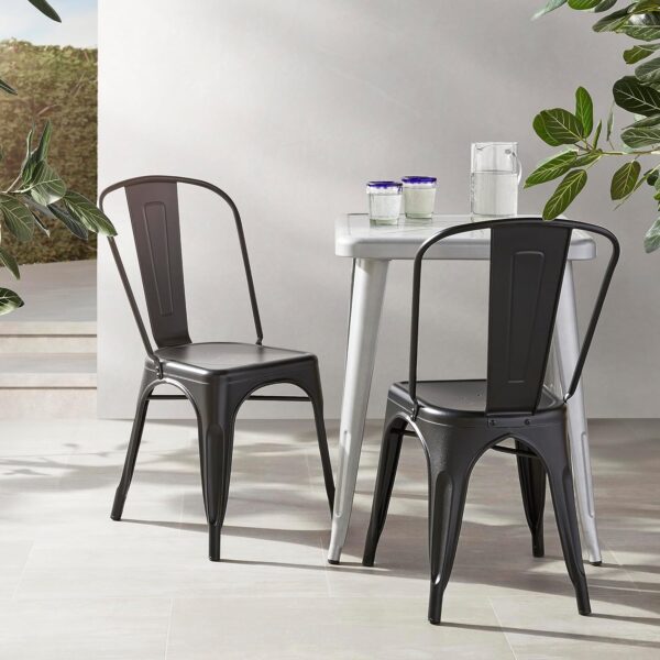 Amazon Basics Metal Dining Chairs, Matte Black, 1 Count (Pac...