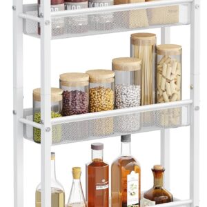 VASAGLE Slim Rolling Cart, 4-Tier Storage Cart, Narrow Cart ...
