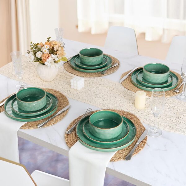 LIANYU Dinnerware Sets for 4, 12 Piece Plates and Bowls Dish...