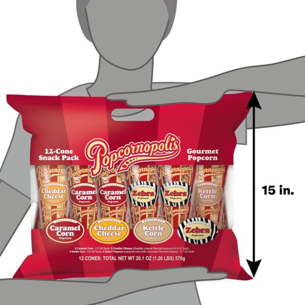 Popcornopolis Gourmet Popcorn Cone Variety Pack – Zebra, Che...