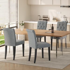 Upholstered Dining Chairs Set of 4, Button Tufted Parsons Di...