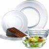 12pc Glass Dinnerware Set - Sleek Round Clear Glass Plate an...