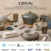 Gibson Soho Lounge Square Reactive Glaze Dinnerware Set, Red...