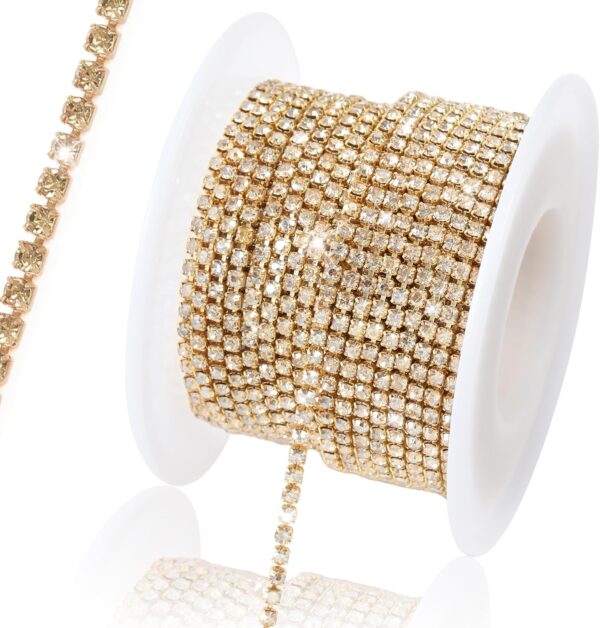 10 Yards 2 MM Rhinestone Chain Trim Crystal Rhinestone Close...