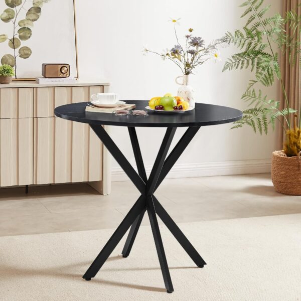 Unovivy 31.5" Black Small Round Dining Table for 2-4, Space ...