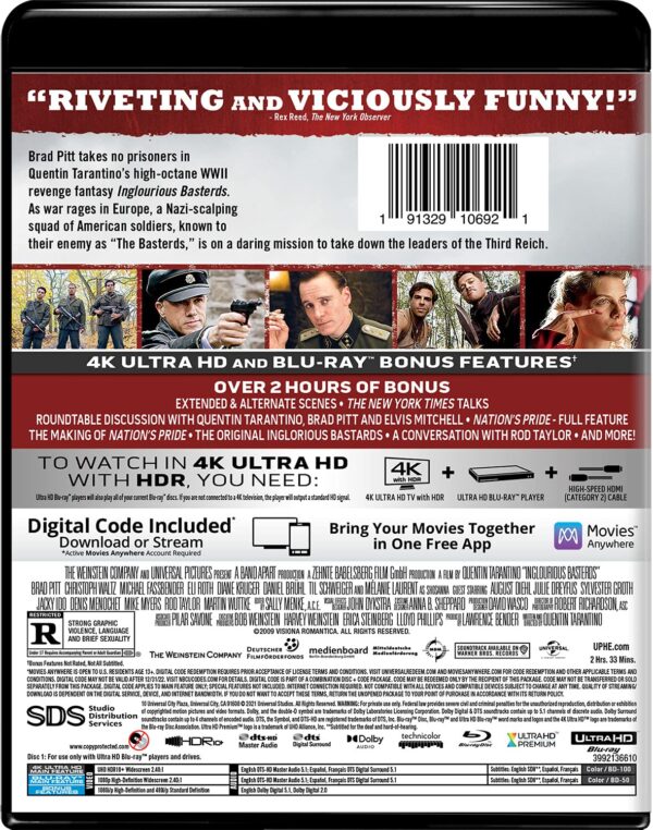 Inglourious Basterds - 4K Ultra HD + Blu-ray + Digital [4K U...