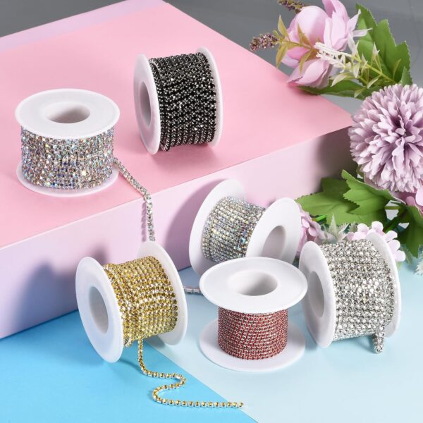 uxcell 5.5 Yards Crystal Rhinestone Chain, 2mm Sew on Close ...