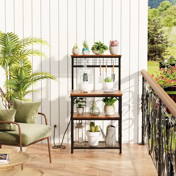 Furologee Kitchen Bakers Rack with Power Outlet, Microwave O...