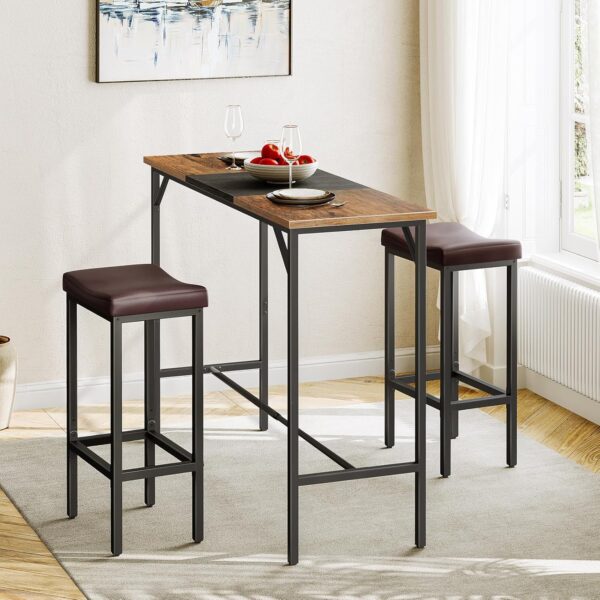 HOOBRO Bar Chairs, Set of 2 Counter Height Saddle Stools wit...