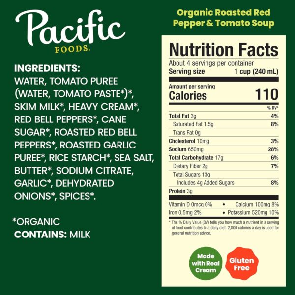 Pacific Foods Organic Roasted Red Pepper and Tomato Soup, 32...