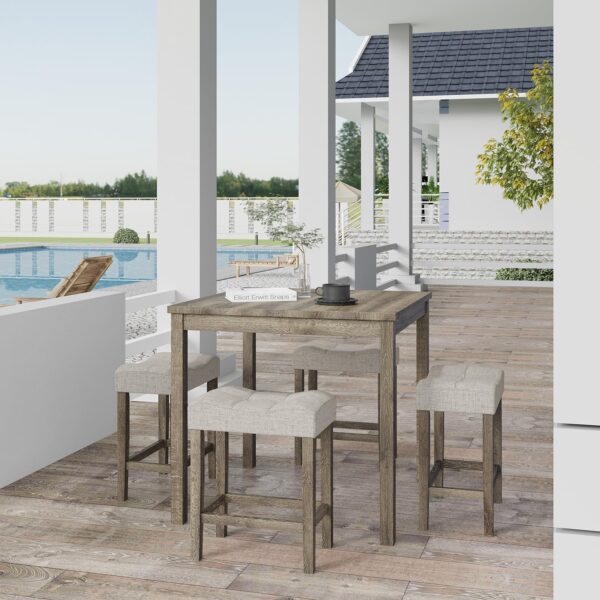 5-Piece Counter Dinner Height Table Set, Indoor Modern Recta...