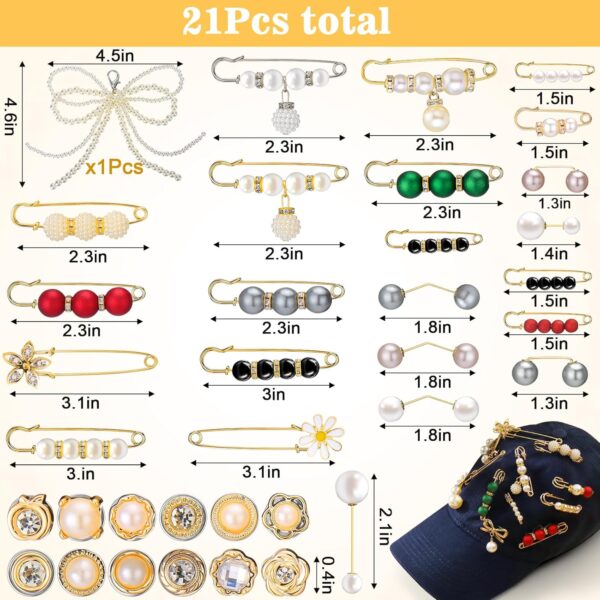 AIERSA Hat Pins Charms for Women, 36pcs Pearl Shoe Lace Char...