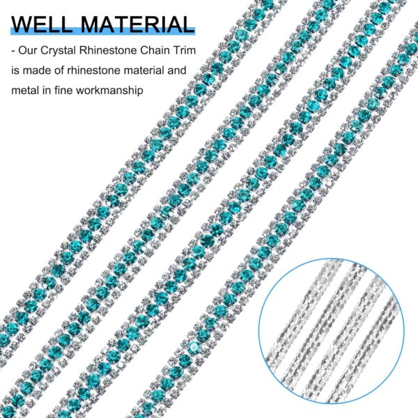 uxcell 2 Yards 3 Rows Rhinestone Chain, 8.5mm Bling Crystal ...