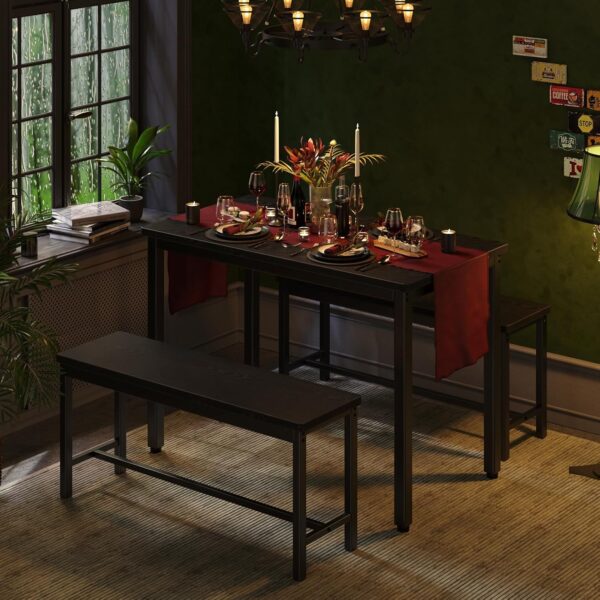 Tatub Dining Table Set for 4, 3-Piece Kitchen Table with 2 B...
