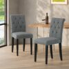 Upholstered Dining Chairs Set of 4, Button Tufted Parsons Di...