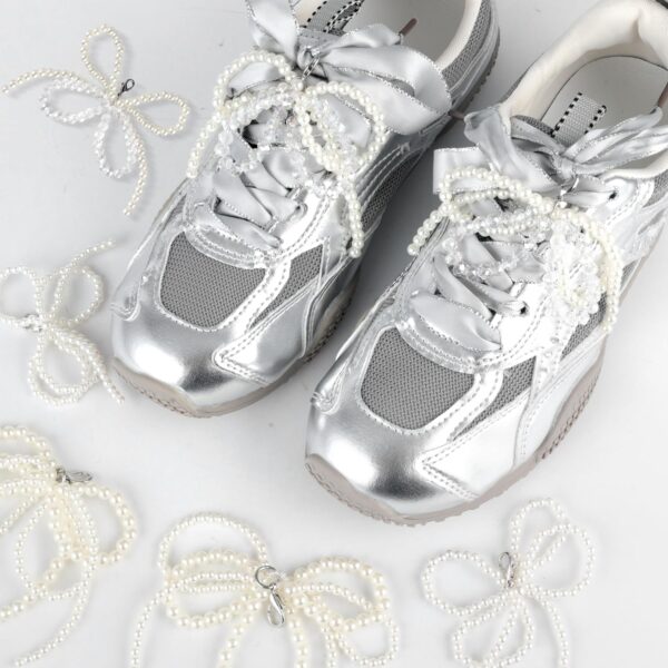 Pearl Bow Shoe Charms for Sneakers Clip on Bowknot Shoe Lace...